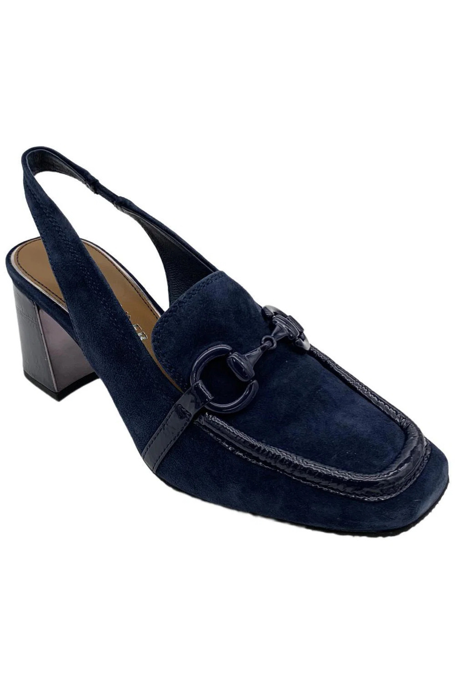 Donald Pliner Women's Walla Slip-On Heeled Mule Loafers Navy Suede - Medium